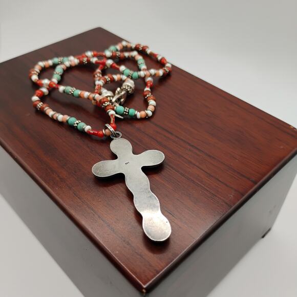 Turquoise Beaded Cross - Picture 3 of 7